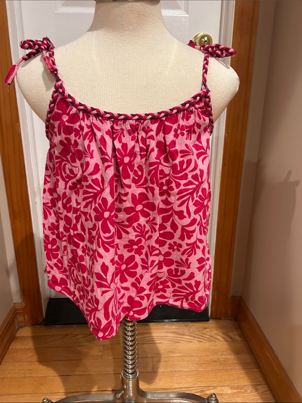 Pink Floral Tie-Shoulder girls Tank Top